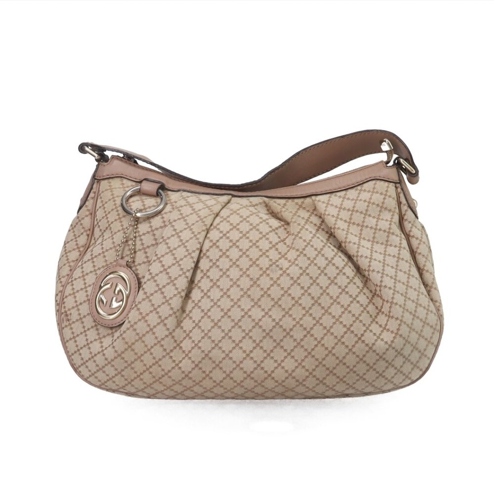 Gucci Diamante Beige Canvas Leather Bag